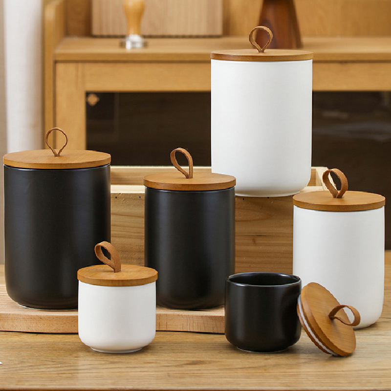 Coffee Tea Sugar Container Set - Nordyczny ceramiczny pojemnik do przechowywania matowy