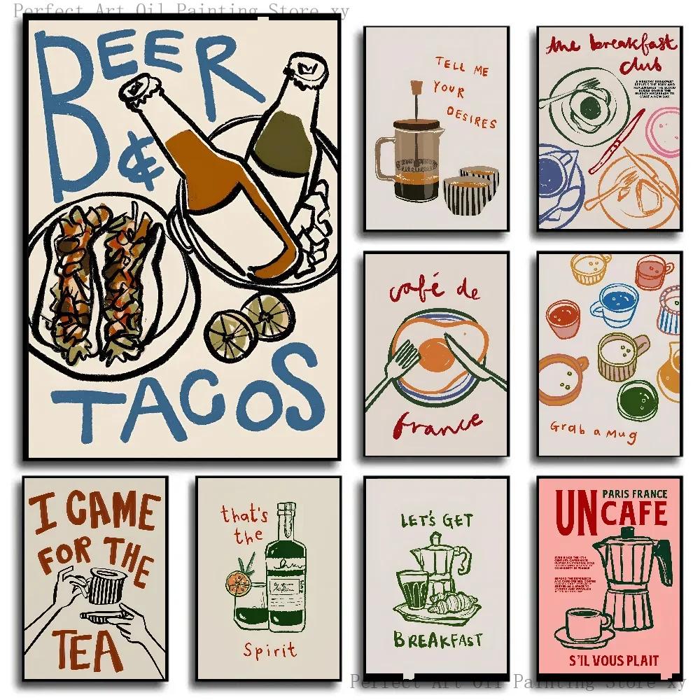 Coffee And Tea Lyrics - 1PC Kawiarnia Popołudniowa Herbata Croissant Kolorowy
