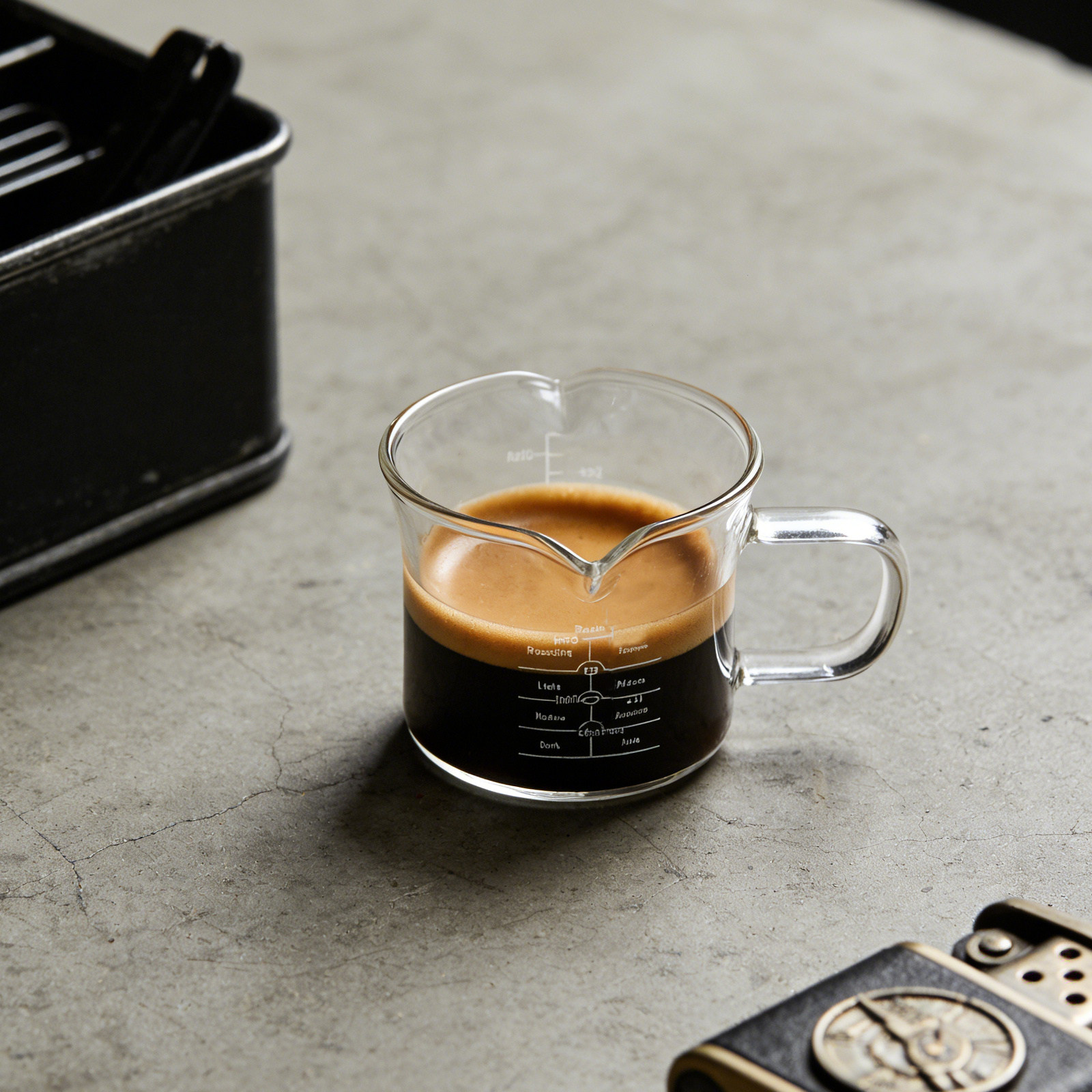 Coffee Tea Espresso - Szklany kubek do odmierzania z podwójnym