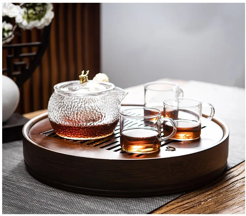 Okrągła taca z motywem kwiatu  – Bamboo Tea Tray recenzja i cena
