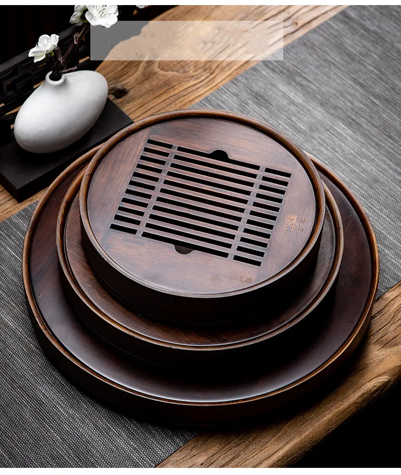 Okrągła taca z motywem kwiatu  – Bamboo Tea Tray recenzja i cena