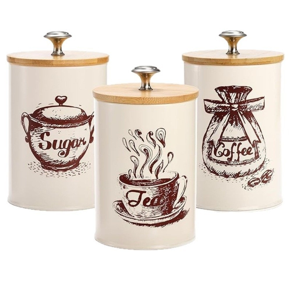 3-częściowy metalowy zestaw po – Coffee Tea Sugar Container Set recenzja i cena