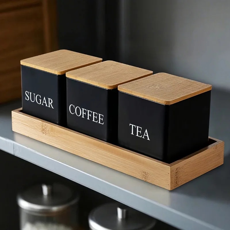 3 sztuki w zestawie, pojemność – Coffee Tea Sugar Container Set recenzja i cena
